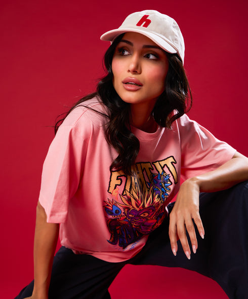 Fight Club Pink Colour Oversized Tshirt